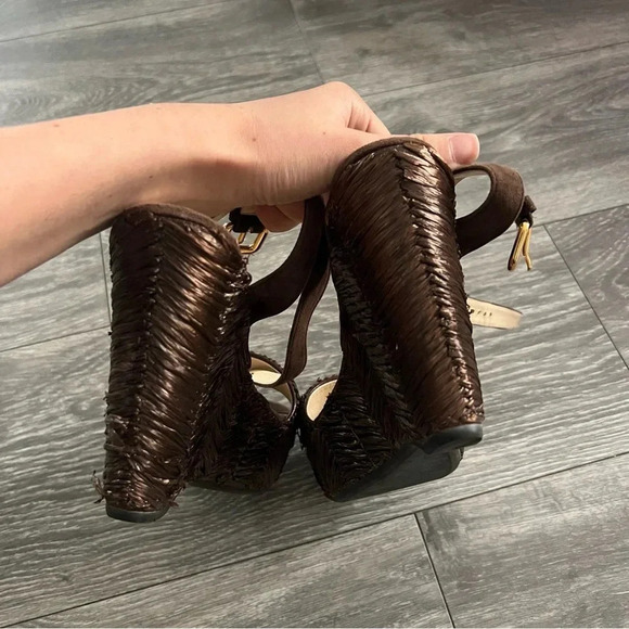 Prada Raffia Wedge Sandals - Picture 8 of 10